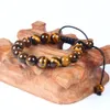 Fashion Mens Woven Bracelet 10pcs High Quality 10mm Tiger Eye Stone Beads Beaded Bracelets Jewelry For Gift