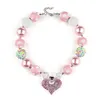 Livraison Gratuite Chaude Nouvelles Filles Gilitter Coeur Chunky Bubblegum Perle Collier Bracelet Ensemble De Mode Bijoux Pendentif HJ099