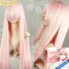 Ücretsiz ShippingVocaloid Miku Hatsune Kiraz pembe Düz saç Peruk 100 cm / 39 "H66