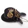 Retro Black Steampunk Mini Too Hat Acessórios de Fantasia Feminino Asas de Caveira Engrenagem Padrão Presilha de Cabelo Punk Gótico Presilhas para Cabeça2260