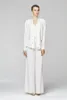 2019 New Style Mother Bride Pant Suits 섹시한 긴 소매 코트 화이트 블랙 플러스 사이즈 이브닝 새 신부 드레스 6883754