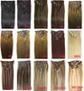 Zzhair 16 "-32" 8st set clips in / on 100% brasiliansk remy mänsklig hårförlängning Fullständigt huvud 100g 120g 140g naturlig rakt