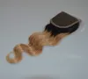 4x4 Ombre kanten sluiting alleen recht menselijk haar 1B 27 kleur honing blond sluiting remy transparant