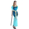 Costume da principessa di lusso di Halloween blu Abito da dea greca Abito da regina araba Egitto Costume cosplay da donna