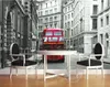 Europese stijl Retro British London Dubbeldutus Bus Muurschildering 3D Wallpaper 3D Muurdocumenten voor TV-achtergrond