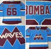 Blue 66 Gordon Bombay Hockey''nhl''Jerseys baratos MUITO RARO SEM RESERVA Artilheiro Stahl Mighty Ducks Waves Hockey''nhl''Uniforms