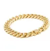 Bracciale da uomo in oro giallo 18 carati con chiusura a scatola in acciaio inossidabile da 10 mm Miami Cuban Link