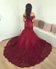 2020 Hunter Green Borgonha Vestidos Noite off Ombro Ilusão Completo Laço Frisado Lantejoulas Sereia Vestidos de Prom Plus Size Formal Party Vestidos