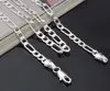 925 Sterling Silver plated pretty Classic fashion 4MM chain men style necklace 16-30inches 3:1 Sideways Necklace 2024417