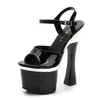 Sliver Black Color Women Sandals Fashion Peep Toe 18cm Heel Club High Heel 180