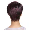 Cheap Short Bob Wig Straight Fluffy Dark Red Wine Burgundy Synthetic Hair Wigs Side Bang Wig for Women