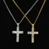 Hip Hop Cross Pendant Men Women Iced out Gold Silver Color Bling Rhinestone Crystal Cross Pendant Necklace Chain Drop Shipping