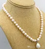 2017 7-8mm Weiß Akoya Zuchtperle 12x16mm Shell Perle Anhänger Halskette