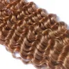 1b 27 Honigblondes Ombre peruanisches menschliches Haar mit Verschluss tiefe lockige zweifarbige peruanische menschliche Haare 3bundles mit 4x4 Spitze 8571743
