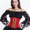 النساء الديباج 10 الصلب الجوفاء underbust الحرير مبطن الدانتيل يصل مشد التخسيس الخصر المدرب القوطية مثير steampunk الخصر التدريب