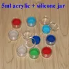 New 5ml Round Silicone Containers With Clear Acrylic Shield Container Nonstick For Oil Wax Dabs Slick Jars Free Hookah Gel Holder glass bong