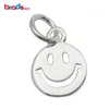 Beadsnice 925 pingentes de prata esterlina círculo sorrindo encantos rosto feliz charme sorriso bonito rosto DIY encontrar ID 35627