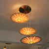 Modern Bamboo Pendant Lamp UFO Umbrella Pastoral Natural Hotel Restaurant Dinning Hall Bedroom Kitchen Bar Cafe Nordic Wood Suspension Light