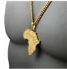 Trendy Vergulde Afrika Kaart Hanger Ketting Met 75 Cm Cubaanse Ketting Hip Hop Sieraden Mannen Vrouwen Bijouterie Met Gift box283O