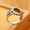 925 argent sterling 9x11mm ovale Cabochon semi-mont Ring Art Déco Engagement Anneau de mariage Men Fine Bijoux Réglage8836391