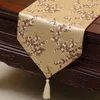 Extra Long 120 inch Cherry blossoms Table Runner Fashion Simple Coffee Table Cloth Decorating Dining Table Mats Silk Brocade Protective Pads