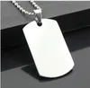 En gros blanc gravable en acier inoxydable chat chien étiquette armée hommes pendentif pour garçons animal de compagnie carte d'identité étiquettes de collier avec collier