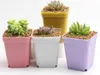 50sets/lot Flower Pots Mini Flowerpot Garden Degradable City 7 Colors Square Plastic Plant Pots Planters Decoration Home Office Desk Garden