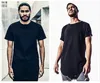 Curved Hem Hip Hop T-shirt Men Urban Kpop Extended T shirt Plain Longline Mens Tee Shirts Male Clothes