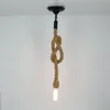 Vintage rep hamp tak hängande ljus retro industriell loft bar hamp rep lampa armaturer lamparas colgantes luminaria luz