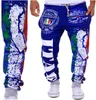 Hommes Joggers Mode Italie Drapeau Impression Joggers Casual Lâche Noir Bleu Blanc Hip Hop Hommes Pantalon M-XXL