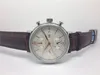 Ny Ankomst Top Men's Watch Quartz Stopwatch Male Chronograph Wristwatch Brown Leather Band Armbandsur för Män W13