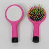 Magic Handle Tangle Hårborste Kam Salong Styling Tamer Tool med Makeup Spegel Plasthår Kammar Rainbow Volymborste