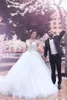 White Ball Gown Wedding Dresses Long Sleeve Vintage Bridal Gowns Lace Applique Tulle Arabic Vestido De Noiva Manga Longa Made In China