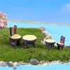 2 adet / grup Masa Sandalye DIY Reçine Peri Bahçe Zanaat Dekorasyon Minyatür Mikro Gnome Terrarium Hediye