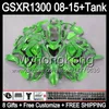 8 regali per SUZUKI Hayabusa GSXR1300 2008 2009 2010 2011 fiamme nere 14MY22 GSXR-1300 GSX R1300 GSXR 1300 2012 2013 2014 2015 carenatura verde