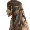 Idealway handgefertigtes Lederseil braune Federstirnbänder Holzperlen Boho Haarzubehör Mode Schmuck Schmuck