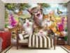 Papier peint de chambre 3d personnalisé po non-tissé mural Un groupe de chats dessin animé herbe peinture photo 3d peintures murales papier peint pour murs 31784103