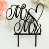 Wholesale-Wedding Cake Topper Black Acrylic Mr & Mrs Custom Date Cake Personalized Birthday Party Decorations Stand Topper