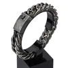 Mens Awesome Black 316L Frostat Rostfritt Stål 12.5mm / 15mm Vintage Double Link Curb Cuban Chain Bracelet 8.5 ''