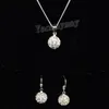 AB clair Disco boule pendentif boucles d'oreilles et ton argent collier cristal ensemble de bijoux 10 ensembles en gros