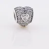 Andy Jewel 925 Sterling Silver Beads Pave Triple Heart Charm Charms Adatto a bracciali gioielli stile Pandora europeo Collana 791168CZ