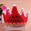비 짠 직물 Led 가벼운 생일 모자 축하 모자 왕관 소녀와 소년은 일반적으로 사용 축제 파티 용품 도매