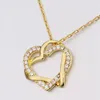 Free shipping Heart white crystal 18K gold Necklaces for women,Brand new yellow gold gem pendant Necklaces include chains SGN586