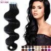 2020 Nowy Hot Body Taśma Wave in Hair Extension Brazylijska Skóra Wątek 100% Real Remy Human Włosy Faliste 100G 40 SZTUK Factory Direct