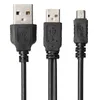 Hochwertiges, schwarzes PVC-Dual-USB-2.0-Stromversorgungskabel, Y-Form, 2 Typ A auf ein Mini-5-Pin-Festplatten-USB-Kabel, 100 Stück