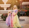 Colorful Prom Dresses For Pregnant Woman Chiffon Off The Shoulder Evening Gowns Sleeves Short Sleeve Handmade Flowers Sash Party Dress