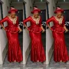 Custom Made Nigeriaanse lovertjes Vestidos Shiny Prom Dress ASO EBI Lange Mouw Avondjurken Evenement Draagt ​​Goedkope Style Prom Dresses