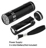 9LED Mini Alumínio UV Ultra Violet 9 LEDLHOLL LANTHLUGH Blacklight Torch Lâmpada de luz 30pcs99694447