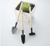 1 ensemble3 pièces mini outils de plantes de jardin petite pelle râteau bêche manche en bois tête en métal outils en pot enfants jouet de plage setl