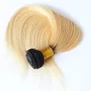 Wholesale Brazilian Remy Human Hair Bundles Straight 1B/ 613 1 Piece Only Ombre Blonde Hair Weft Extensions Free Shipping